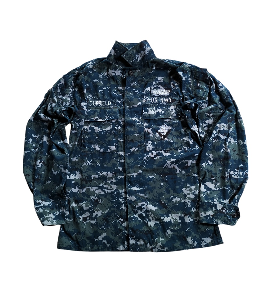 ++ เสื้อทหารเมกา USN ดิจิตอลน้ำเงิน รอบอก  44 นิ้ว  S