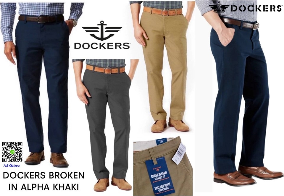 เอว 36-37 นิ้ว กางเกงเนื้อผ้ายืดหยุ่น Dockers Broken in Khaki Straight 