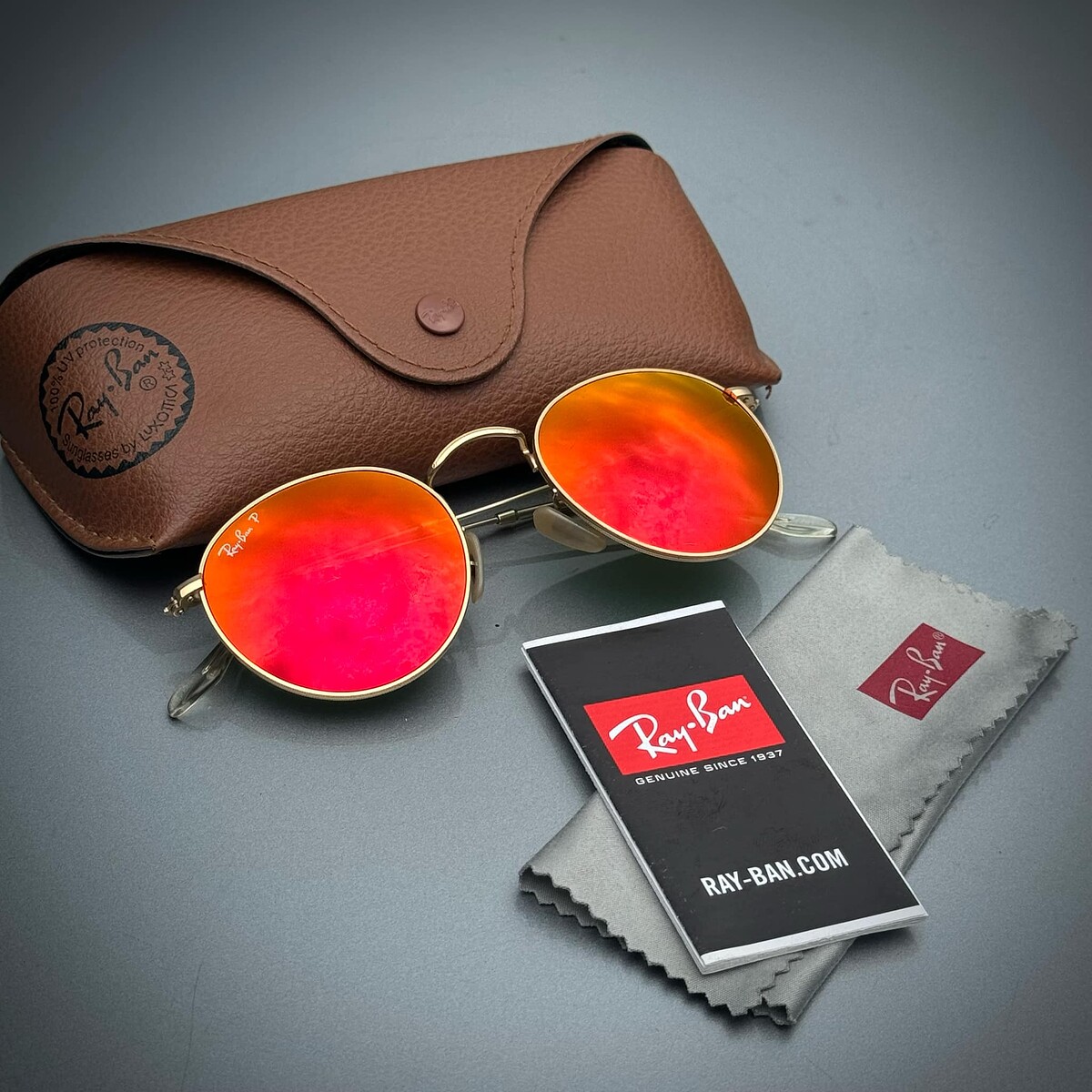 Ray-Ban หยดน้ำ Polarized  RB3447 Round Metal Polarized 50mm 