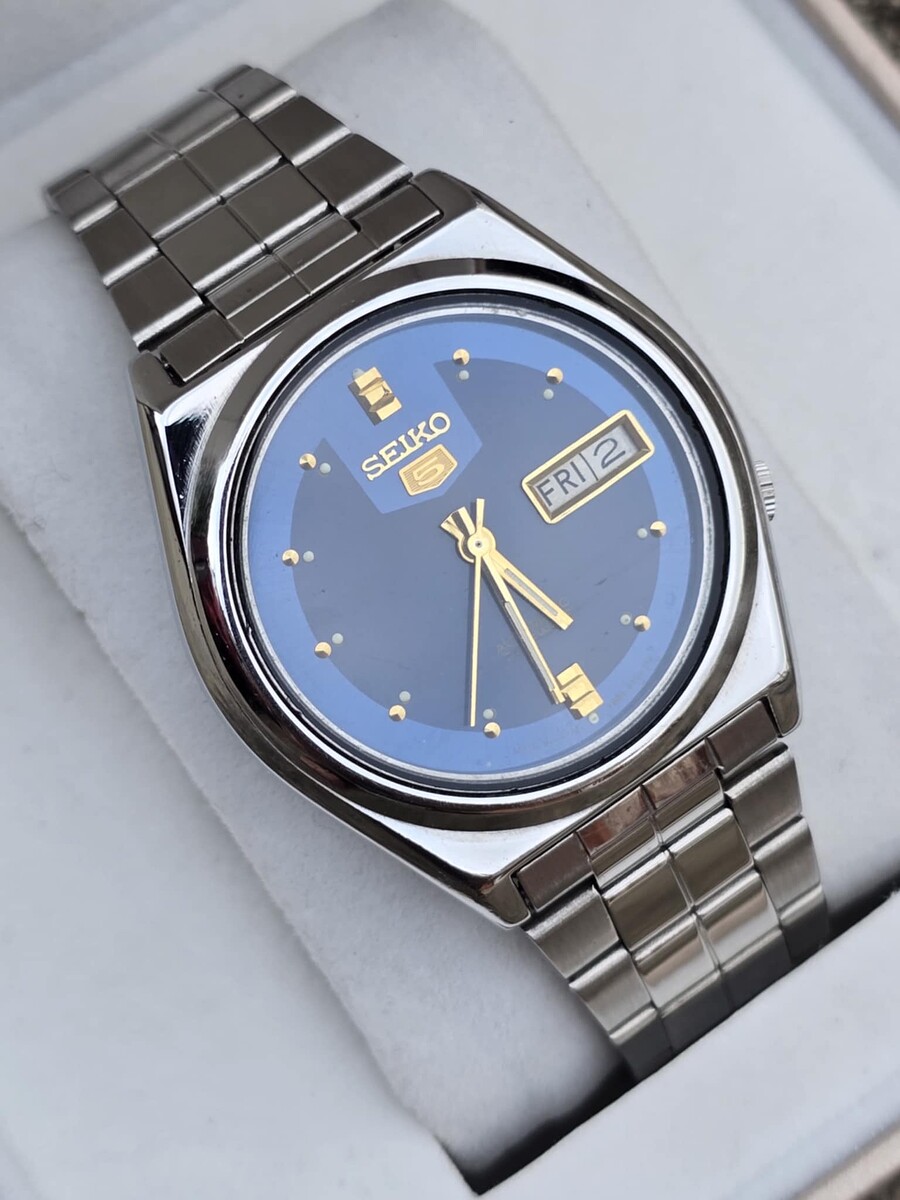 นาฬิกา Seiko 5​ Automatic กลไกลระบบเครื่อง 7009 หน้า​น้ำเงิน Vintage