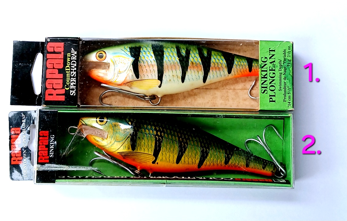 
[b]บนลงล่าง[/b]

1. Rapala CountDown Super Shad Rap CDSR-14 NP (Nordic Perch) รุ่นเก่า หายาก เลิ