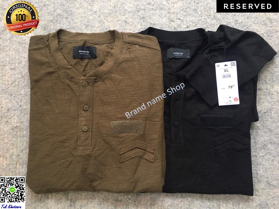 sale 210 เสื้อแขนยาว Reserved Henley Crew neck แนวทหาร