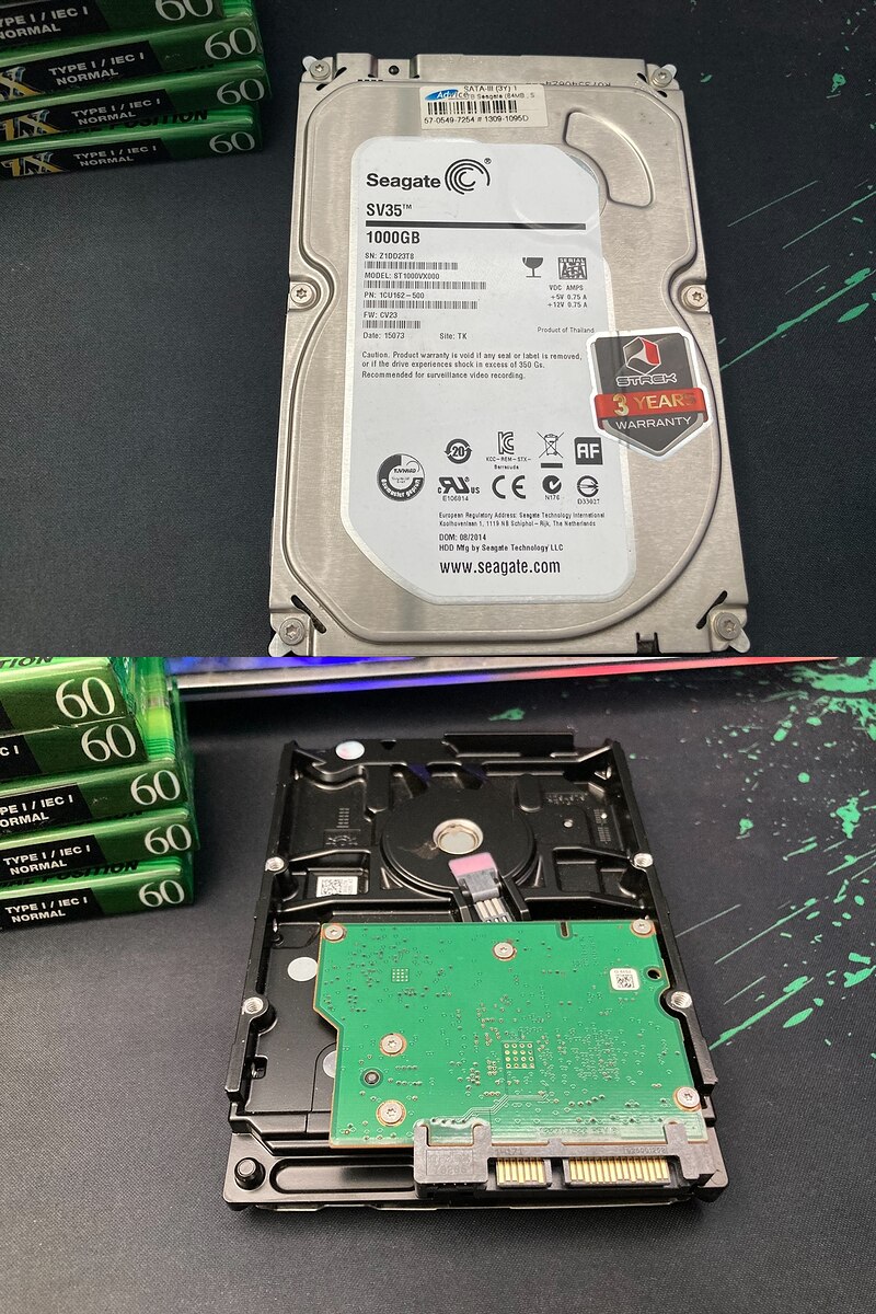 2รายการ HDD seagate 1 tbและSONYเทปคาสเซ็ท