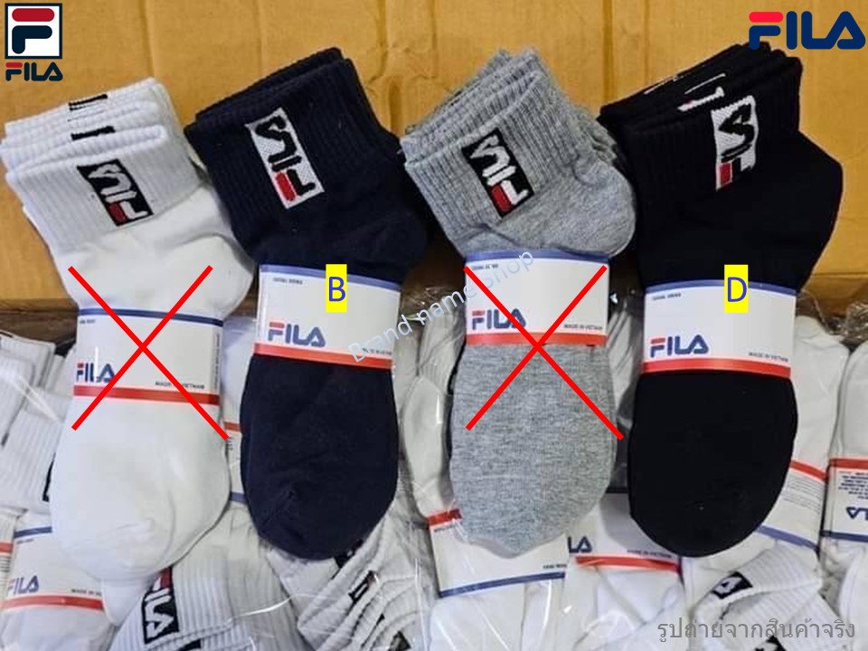 ถุงเท้าแบบข้อสั้น Fila สี Navy/Black  1 Pack 5 คู่ [แยกขายเป็นคู่ได้]