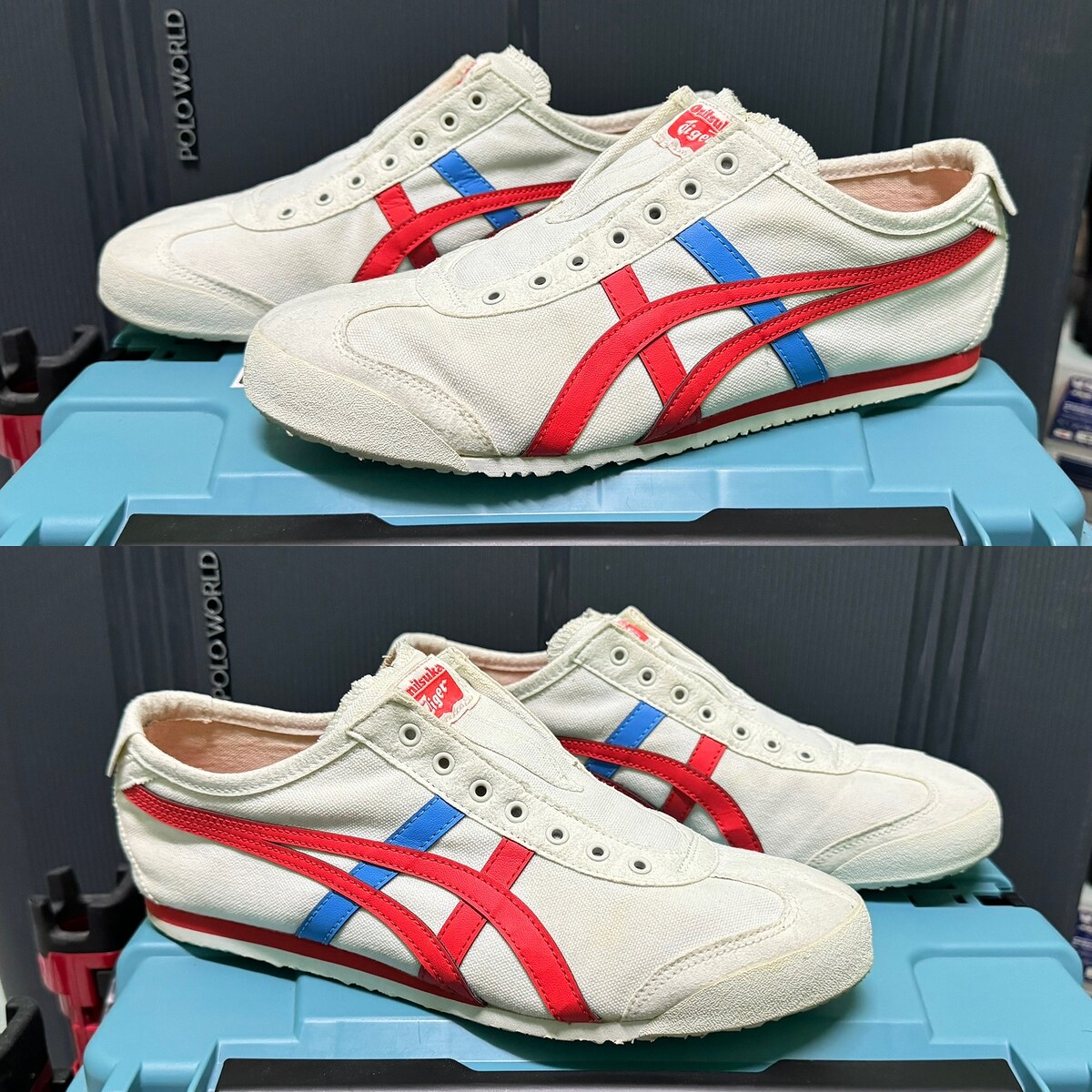  Onitsuka tiger Mexico 66 Slip on สีขาวคาดแดงตัดฟ้า