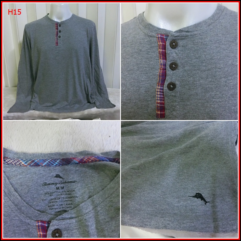 H15. TOMMY BAHAMA เสื้อยืดลายปลา TOMMY BAHAMA สภาพดี ใส่ออกทริปกลางแจ้ง เดินป่า แคมปิ้ง เนื้อผ้าแบบบ