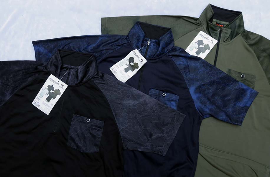 BOKURA works 777 /42/44/48 เสื้อยืดแขนสั้นซิปบน 3 สีสวยใหม่หนาวติดลบได้ 2.4C
