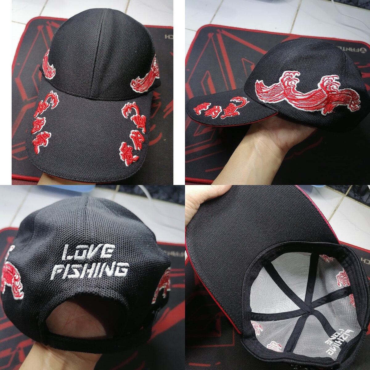 7.หมวก​ I​ LOVE​ FISHING.งานjapan.งานปักภาษาญี่ปุ่น​ สวยใหม่​ ขนาด​ฟรี​ไซ​ร์​สามารถ​ปรับ​ขนาด​ได้​  