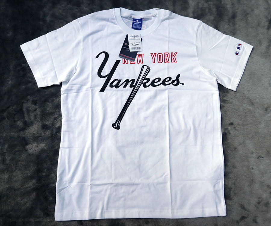 CHAMPION Major League Baseball Yankees /M (42) เสื้อยืดแขนสั้นสีขาวสวยใหม่แท้