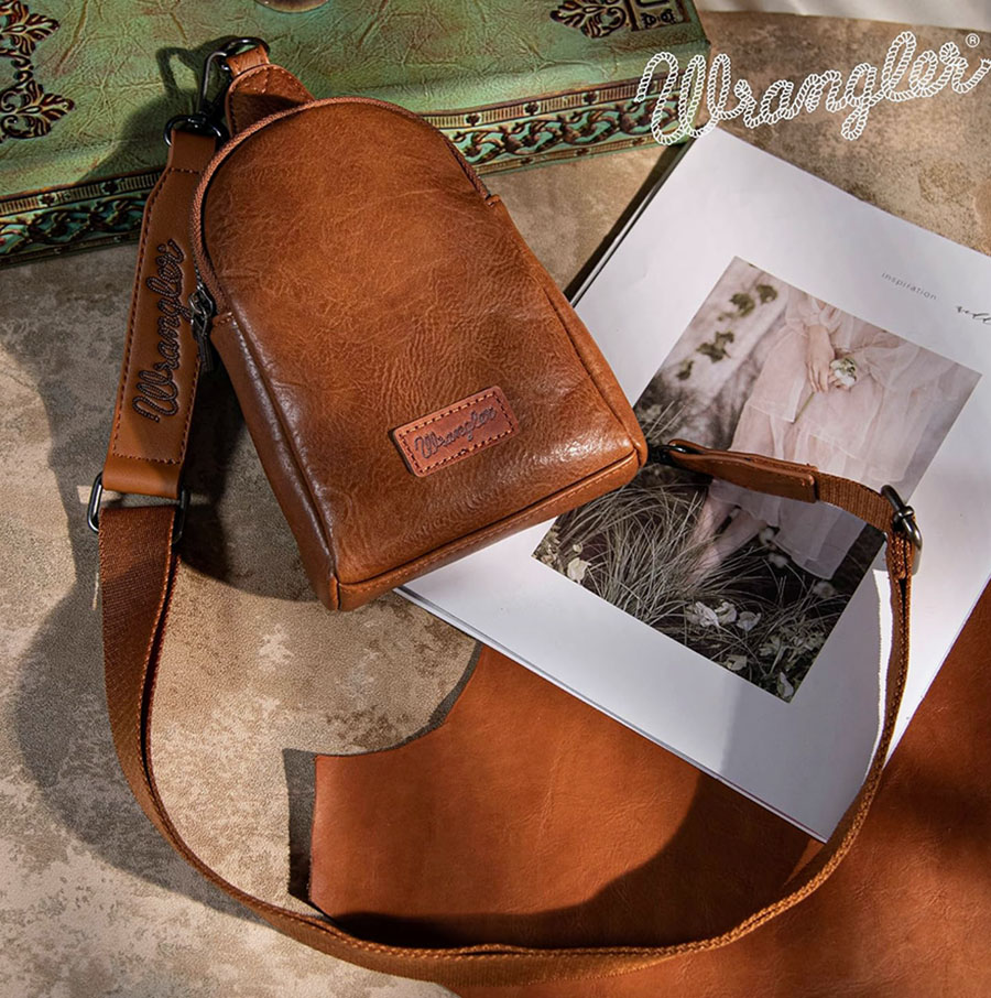 wrangler leather crossbody sling bag