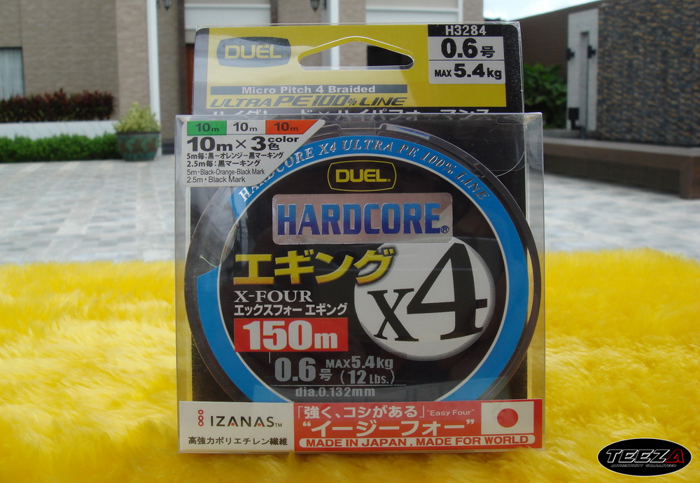 สาย  DUEL  HARDCORE  X4  150M  0.6  3  COLOR  ถัก  4  Made   in  Japan !