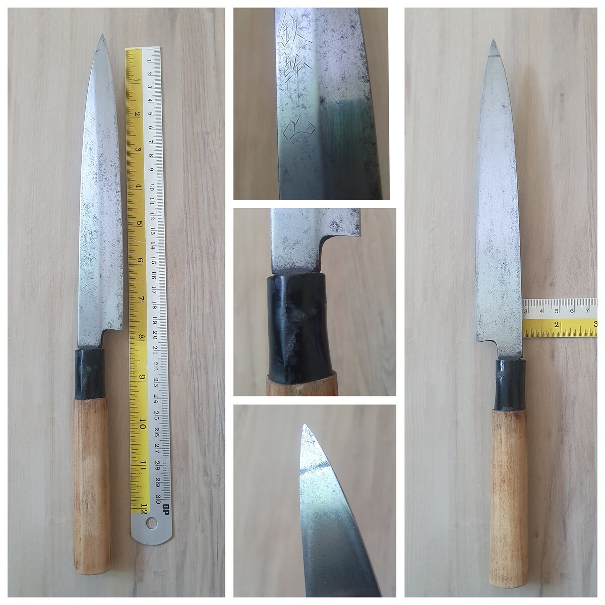 7.คมขวา,สันหนา 4mm.,ตำหนิคอพลาสติกน่าจะโดนความร้อนมา,ปลายด้านหลังมีรอยตามรูป ราคา 170 ติดจอง