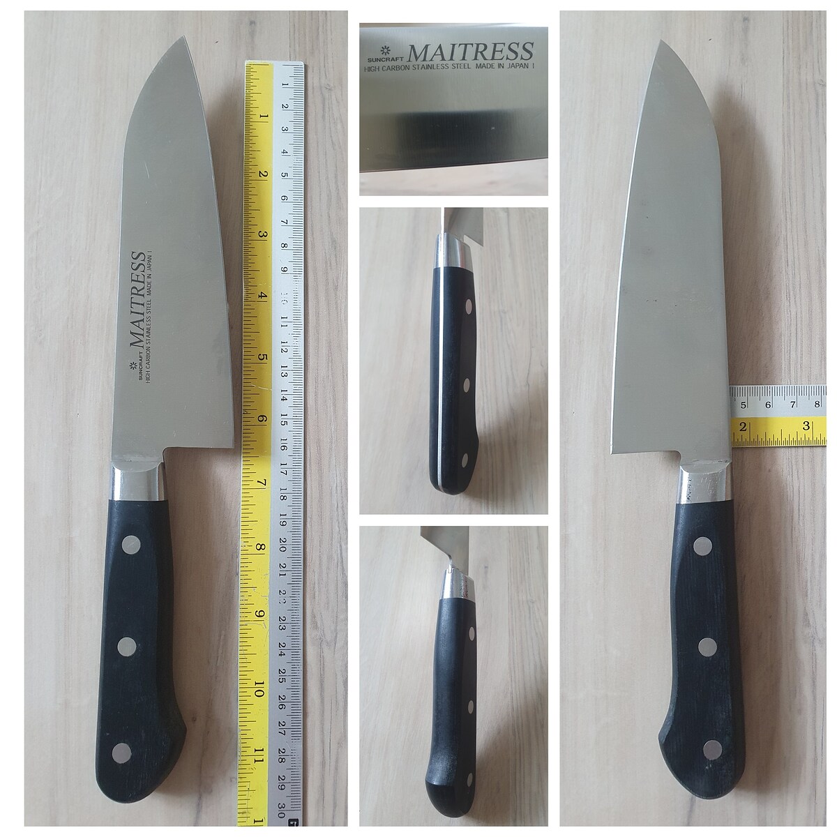 3.Suncraft Maitres วัสดุ High carbon Stainless steel,สันหนาเกือบ 2mm.,สภาพดี,ใบสวย,ด้ามพลาสติก ราคา 