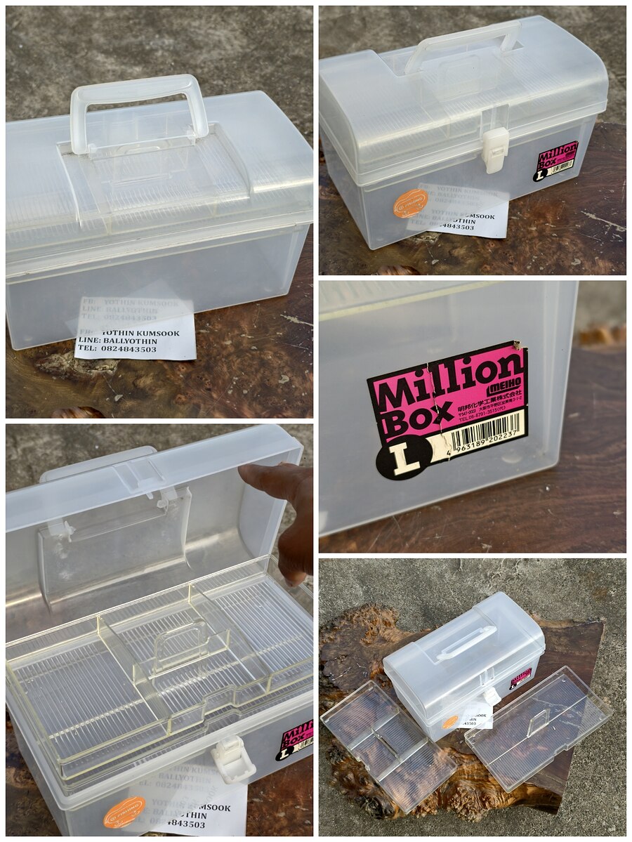 1. ใบใสบนซ้าย มีชั้นใสด้านใน 2 ชั้น ขนาดกล่อง 27x15x15cm ราคา 200฿