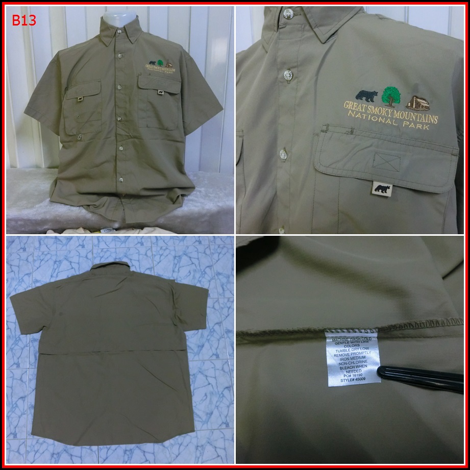 B13. GSMNP Great Smoky Mountains National Park เสื้อใส่ออกทริปกลางแจ้ง ตกปลา เดินป่า แคมปิ้ง สภาพดี 