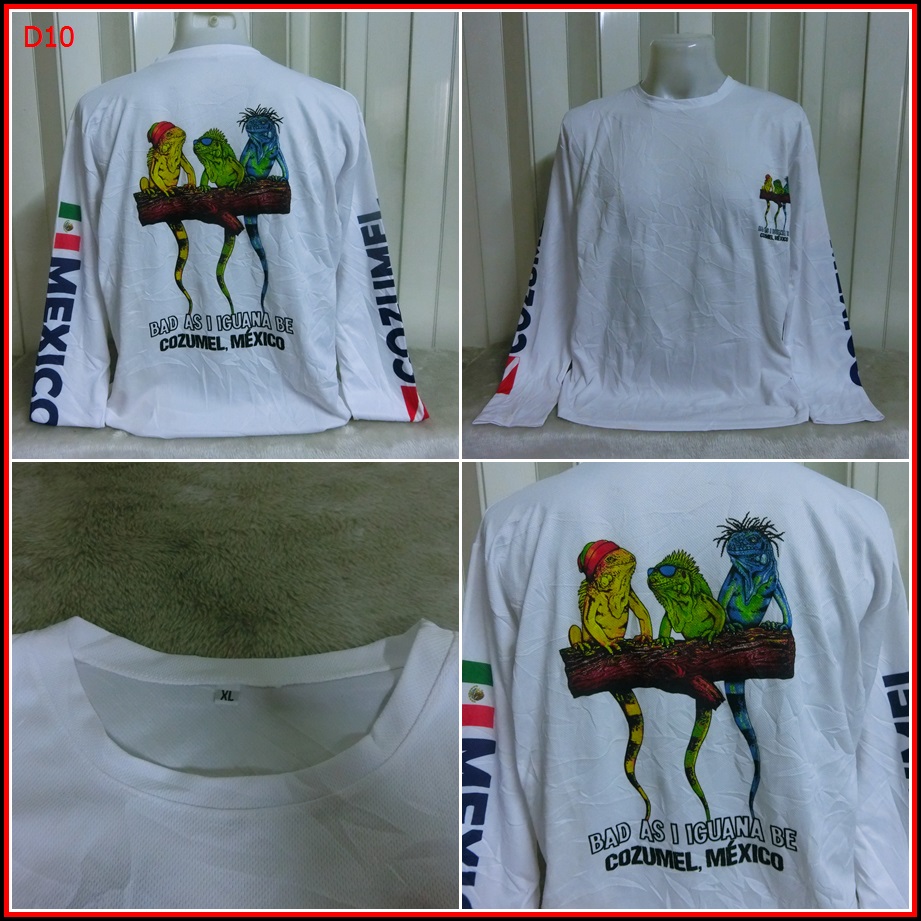 D10.เสื้อยืด US ลาย IGUANA แขนยาว ของ COZUMEL MEXICOเนื้อผ้าชนิดแบบกันร้อน ใสเย็นสบาย  SIZE XL อก 48