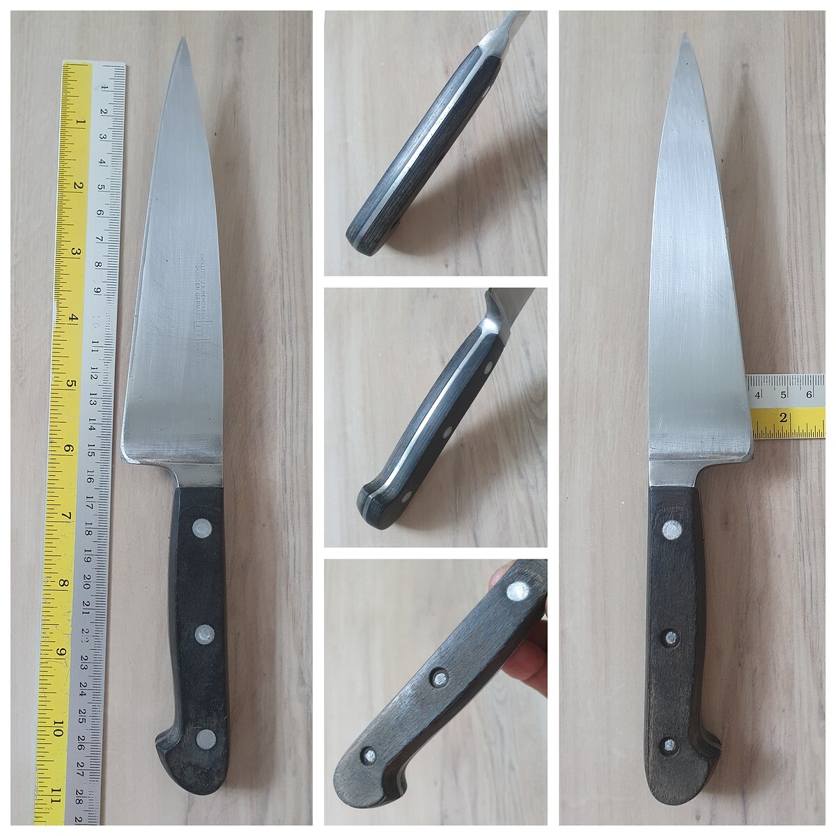 3.คนคู่ ด้ามเต็ม,คอชิ้นเดียวกับใบ,สันหนา 3mm.,โลโก้จาง,มีรอยเยอะ,ตำหนิหมุดยึด
ราคา 220 