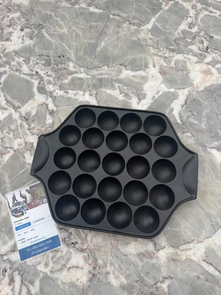 กระทะเหล็กหล่อญี่ปุ่น สำหรับทำทะโกะยากิ 23 หลุม วัสดุเหล็กหล่อหนา เก็บความร้อนดี