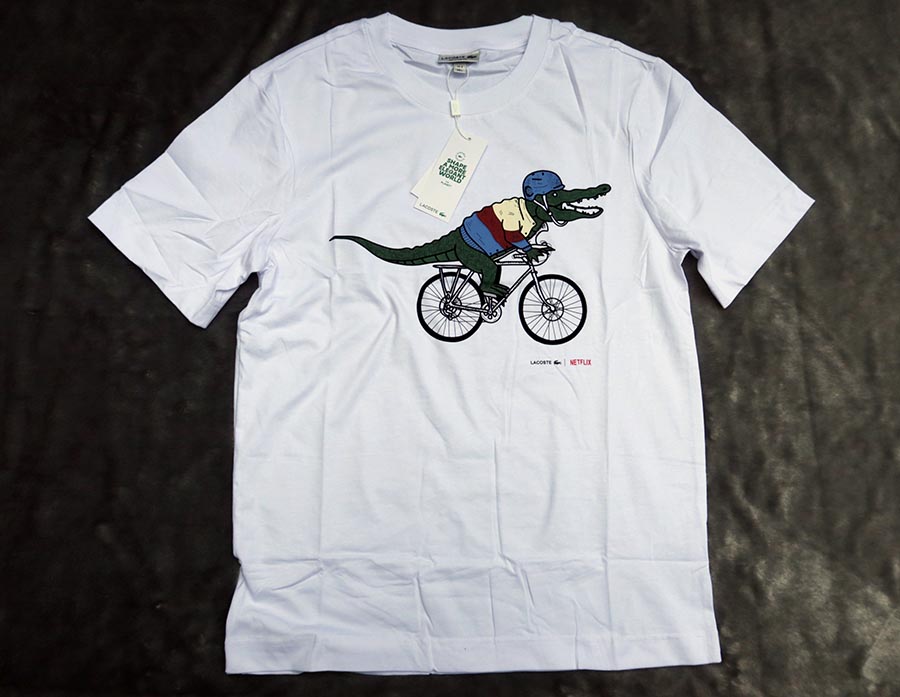 LACOSTE NETFLIX ORGANIC COTTON /M/L/XL42/44/46 เสื้อยืด 3 สีสวยใหม่แท้หลุดโรงงาน