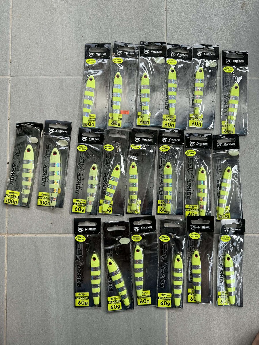 ขาย เหยื่อจิ๊ก หลายรายการ 
ค่าส่ง 30.- 
3 ชิ้นขึ้นไป ส่งฟรี

2.Poneer power jigs 60g มี 18 ตัว ต