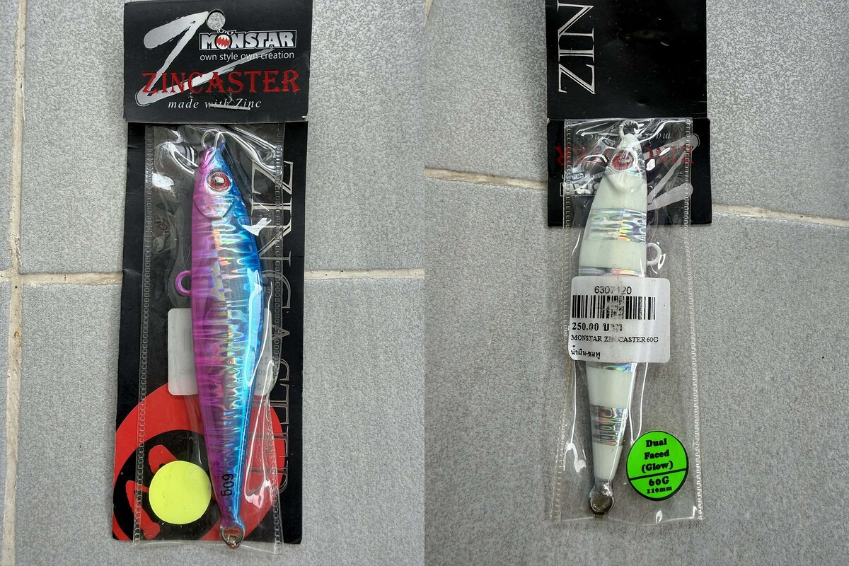 ขาย เหยื่อจิ๊ก หลายรายการ 
ค่าส่ง 30.- 
3 ชิ้นขึ้นไป ส่งฟรี

Monster  60g  ขาย 100.-