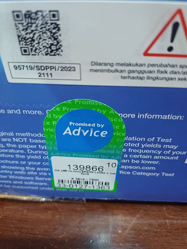 Brand : EPSON

Model : L3250

Printer Type : Ink Tank All in one

Print Speed : Up to 10.0 ipm