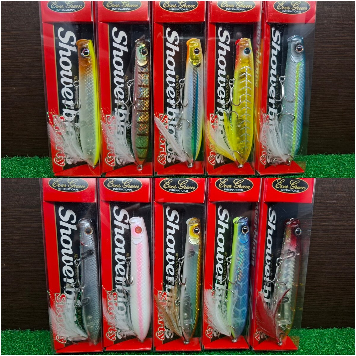A2. EVERGREEN SHOWER BLOWS SHORTY 105F, 16.3 g Floating คัด 10 สี มือกะพง กุเลา สาก ครับ

# ราคาตั