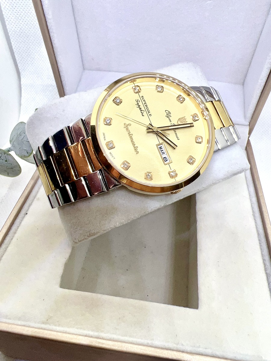 นาฬิกา Olym pianus sportmaster แซฟไฟร์อัตโนมัติ 8909AM-434 สองกษัตริย์สีทอง
นาฬิกาข้อมือผู้ชาย สตีล