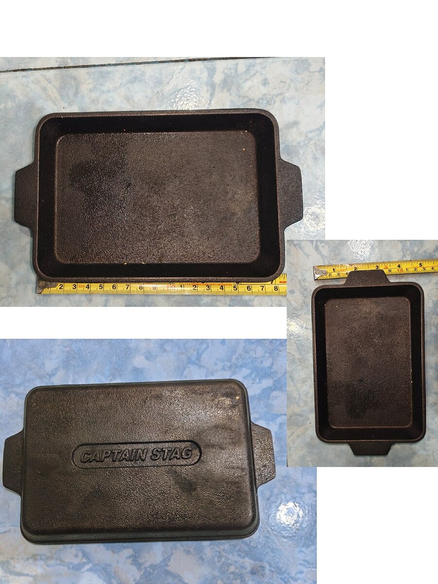 10.กระทะย่างเหล็กหล่อ (Cast Iron Grill Plate) แบรนด์ Captain Stag สำหรับใช้งานแคมป์ปิ้งหรือเตาแก๊สขน