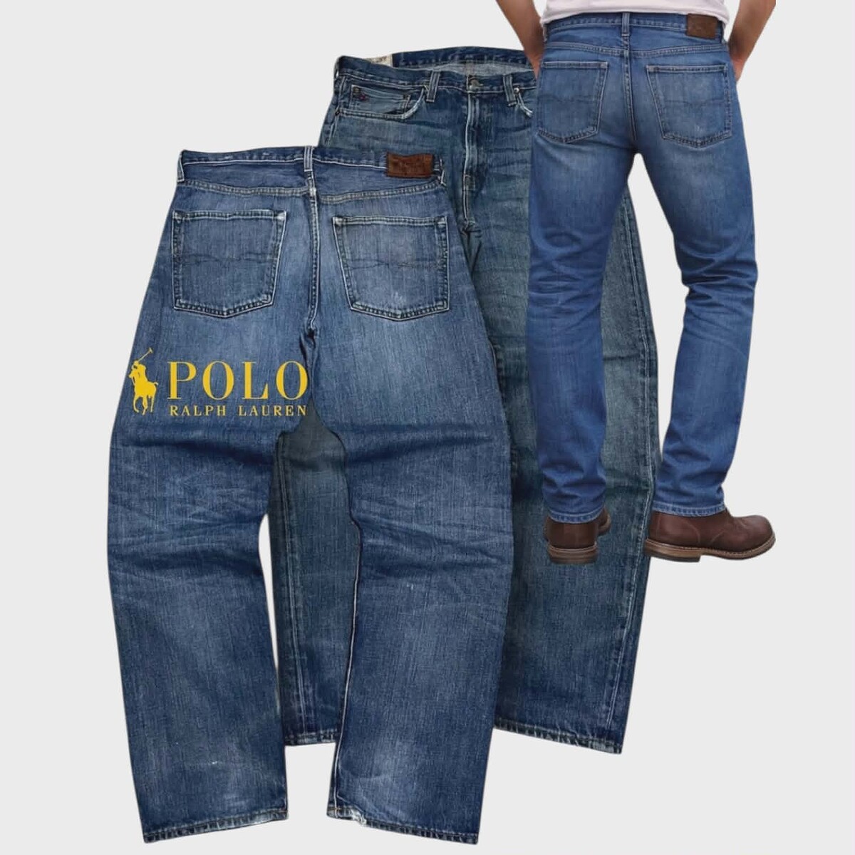 Polo Ralph Lauren ยีนส์ เอว 36 นิ้วปลายขาเดิมๆยังไม่เคยถูกตัดเย็บลูกโซ่