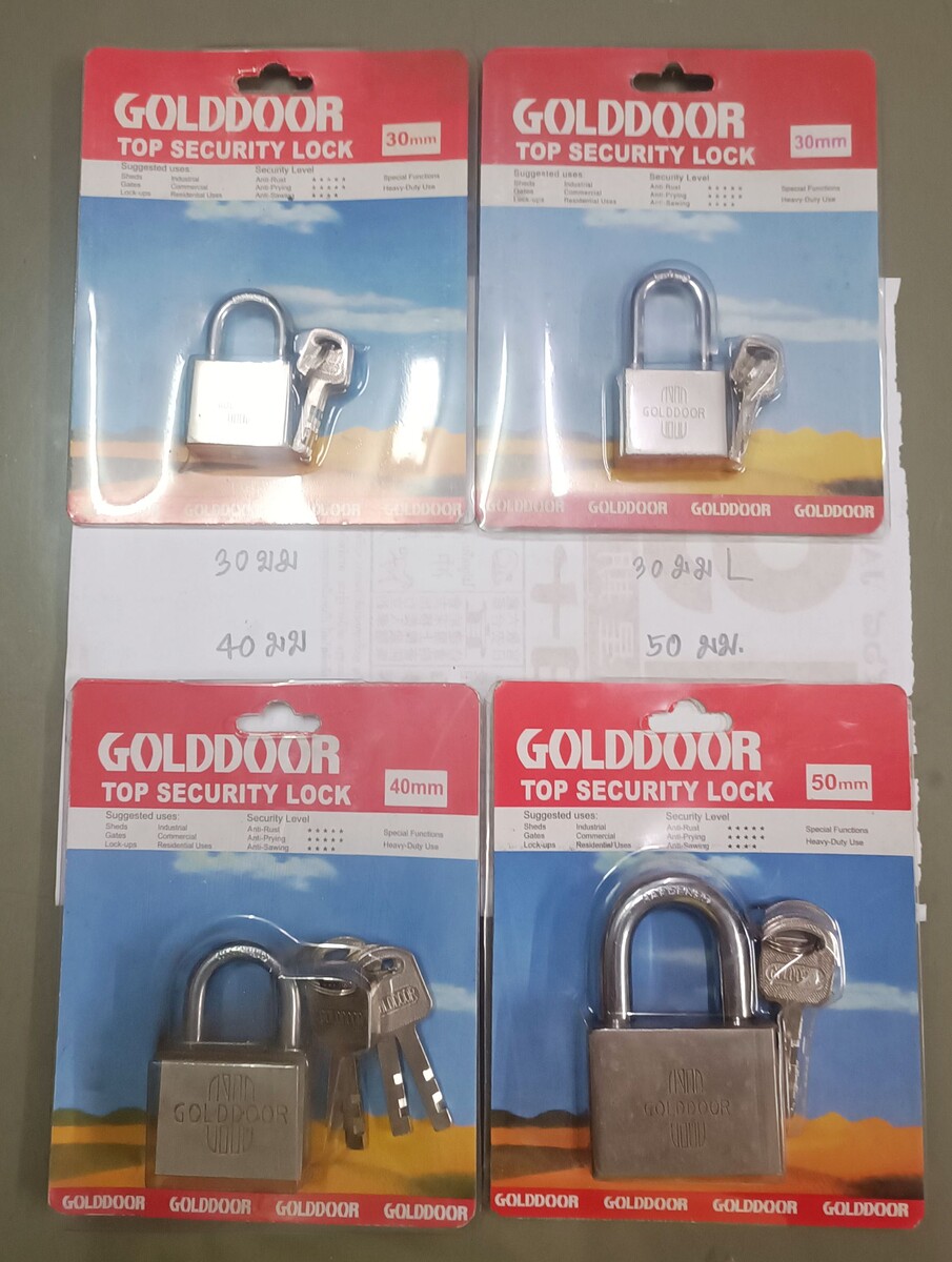 กุญแจ GOLDDOOR

1.  30 มม      มี   17     ขาย   30บ./อัน
2.  30 L มม   มี    9      ขาย   40 บ./