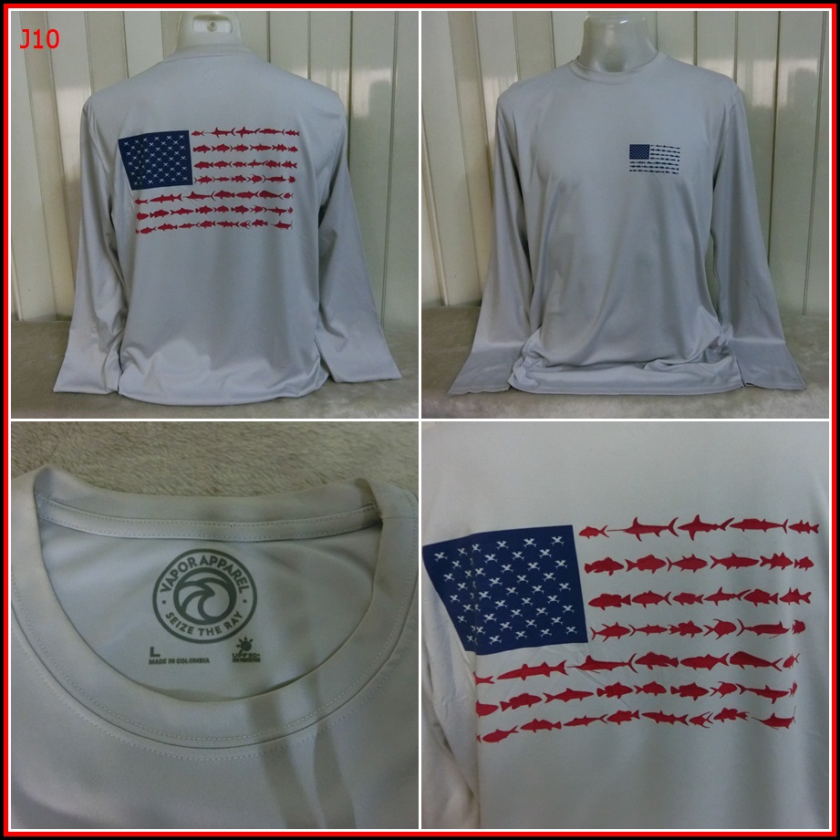 J10. เสื้อตกปลา VAPOR APPAREL ใส่ออกทริปกลางแจ้งตกปลา ชนิดเนื้อผ้าบาง ชนิดผ้าแห้งไว  Size L อก 45 นิ