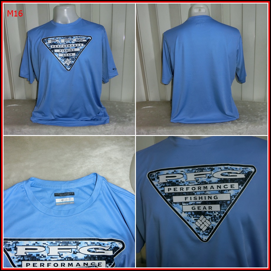 M16.เสื้อตกปลา Columbia  เสื้อตกปลามือสอง ชนิดเนื้อผ้าบางลื่น ชนิดผ้าแห้งไว   Size L อก 48 นิ้ว / 29