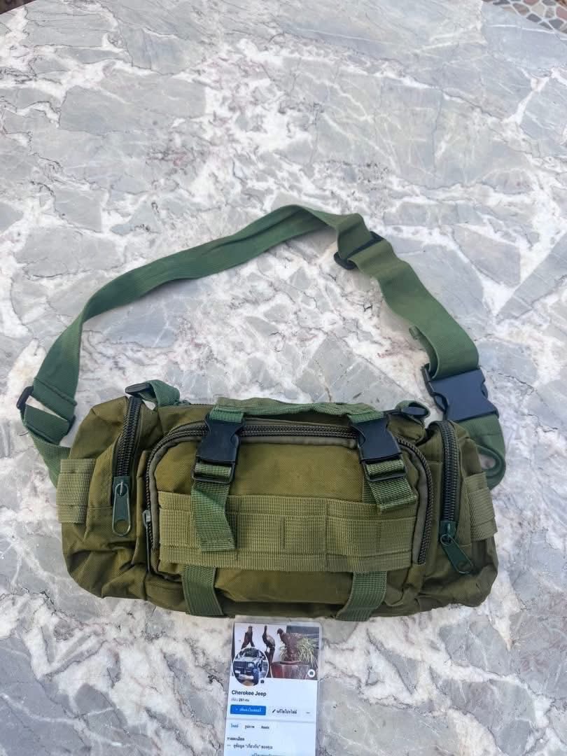 Tactical Bag สีเขียวทหาร  กระเป๋าแนว Tactical ทรงคาดเอว