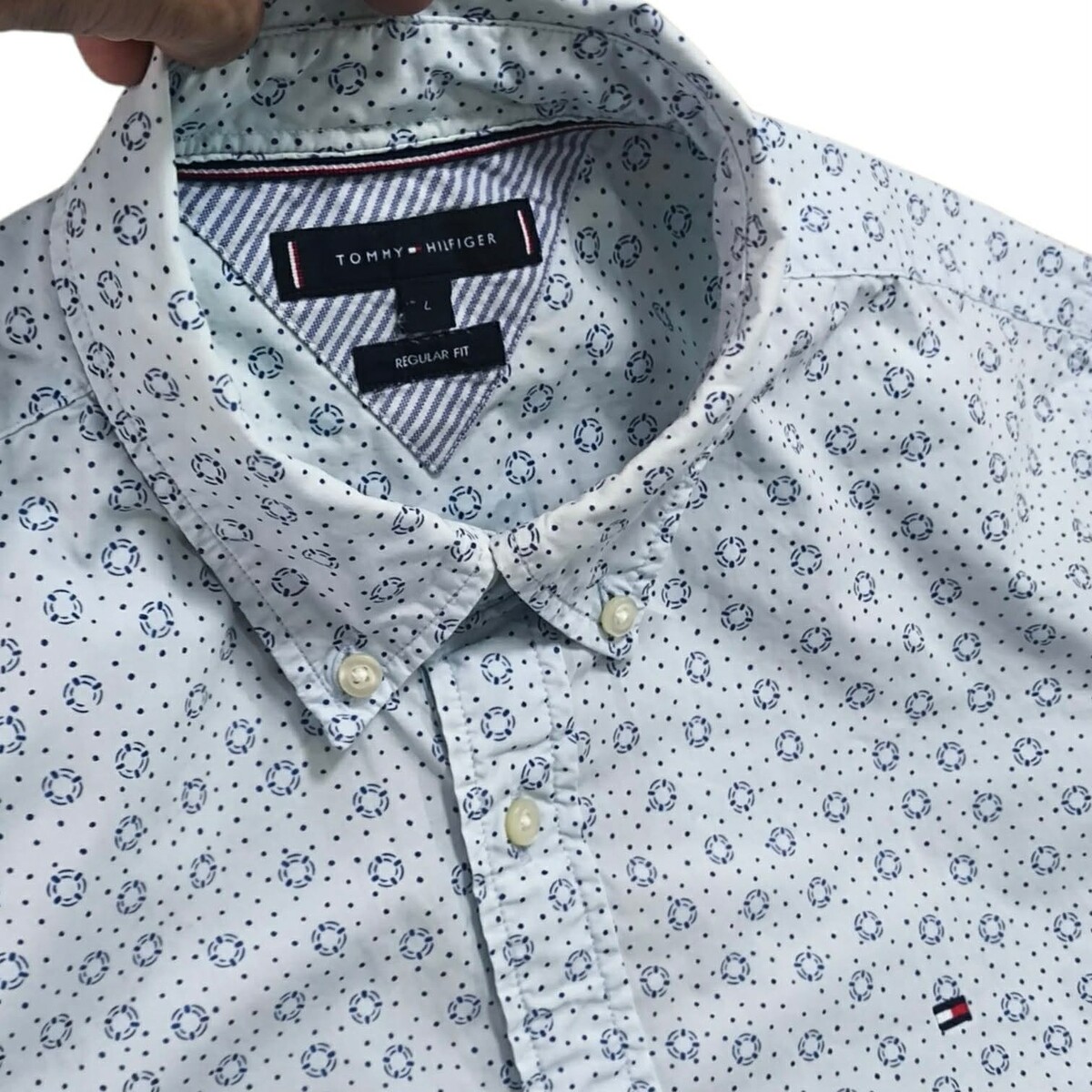 เสื้อเชิ้ตลายห่วงยาง T@mmy Hilfiger ทรง Regular Fit  อก 44 นิ้ว