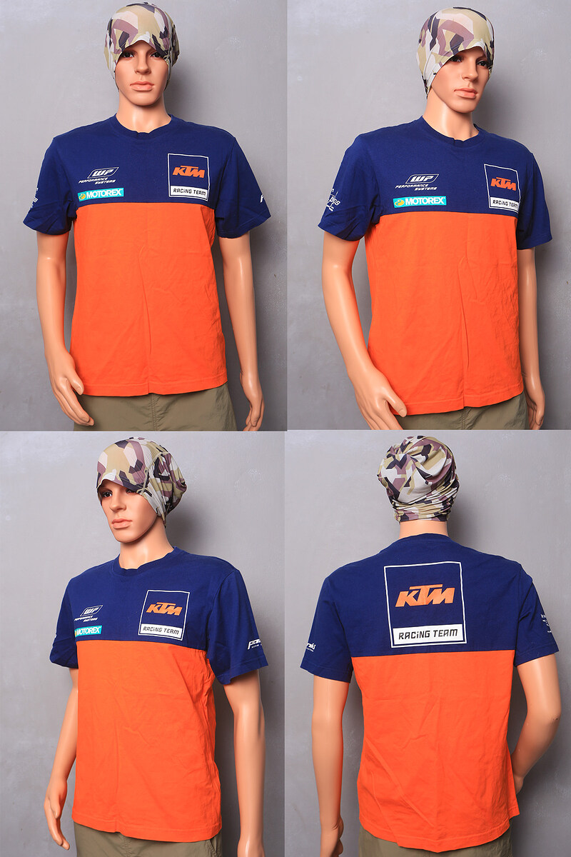 AA02. เสื้อยืดแขนสั้น Men's KTM Powerwear 100% Cotton Size M 
สีกรมท่า/ส้ม (ขนาดวัดจริง) รอบอกกว้าง