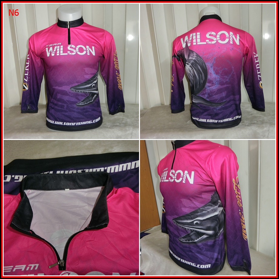 N6.เสื้อตกปลา WILSON  ชนิดเนื้อผ้าบางลื่นๆ กันร้อนได้ดี ชนิดผ้าแห้งไว  Size S อก 36 นิ้ว / 25.5 นิ้ว