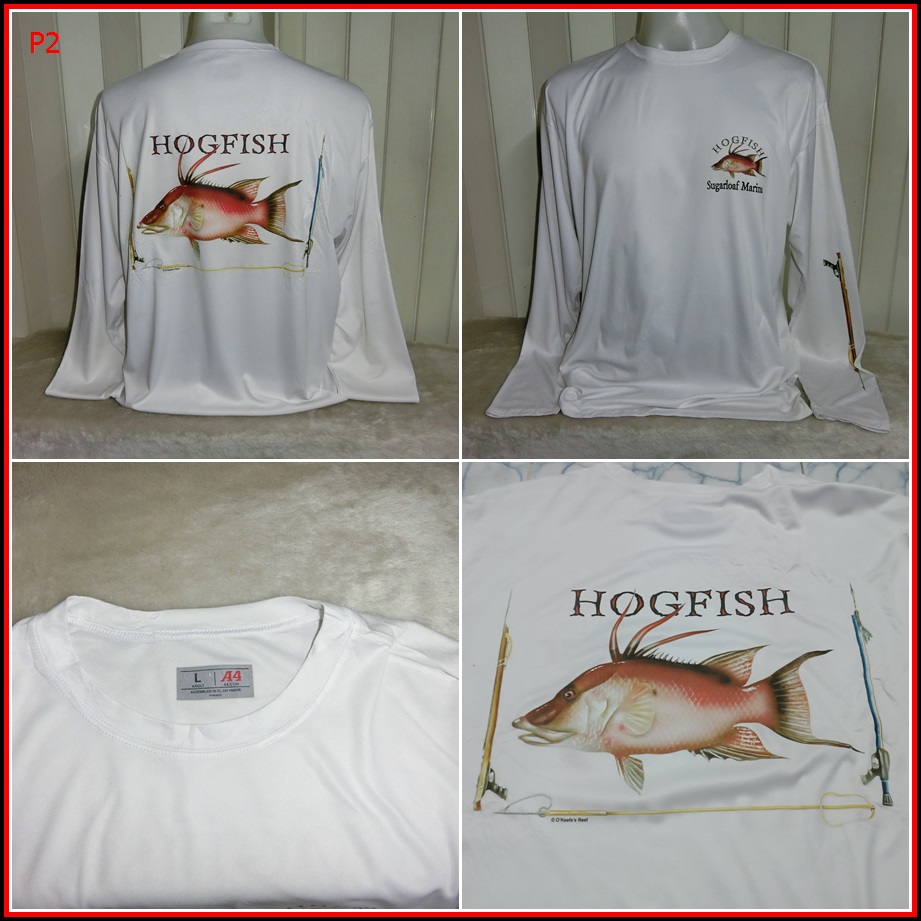 P2.เสื้อตกปลา HOGFISH  ใส่ออกทริปกลางแจ้งตกปลา ชนิดเนื้อผ้าบางลื่นๆ ชนิดผ้าแห้งไว   Size L อก 46 นิ้