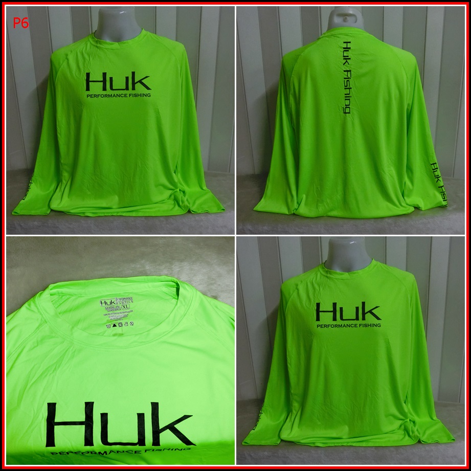 P6.เสื้อตกปลา HUK FISHING  ใส่ออกทริปกลางแจ้งตกปลา ชนิดเนื้อผ้าบางลื่นๆ ชนิดผ้าแห้งไว  Size XL อก 50