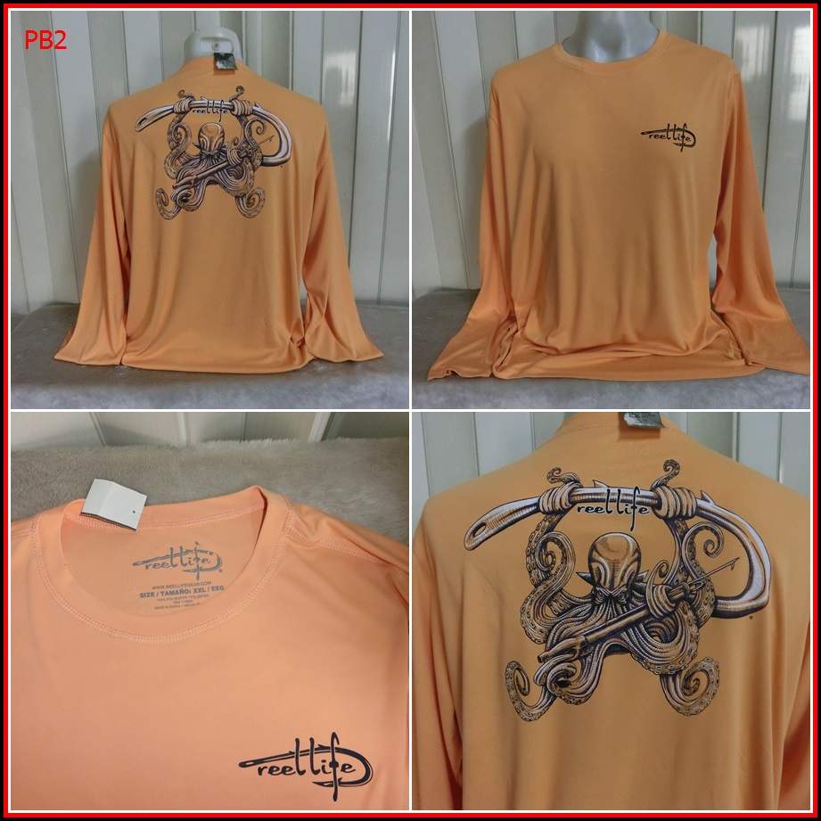 PB2.เสื้อตกปลา REEL LIFE  ใส่ออกทริปกลางแจ้งตกปลา ชนิดเนื้อผ้าบางลื่นๆ ชนิดผ้าแห้งไว  Size XXL อก 52