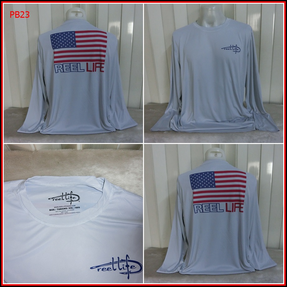 PB23.เสื้อตกปลา REEL LIFE FISHING ใส่ออกทริปกลางแจ้งตกปลา ชนิดเนื้อผ้าบาง ลื่นๆชนิดผ้าแห้งไว  Size 2