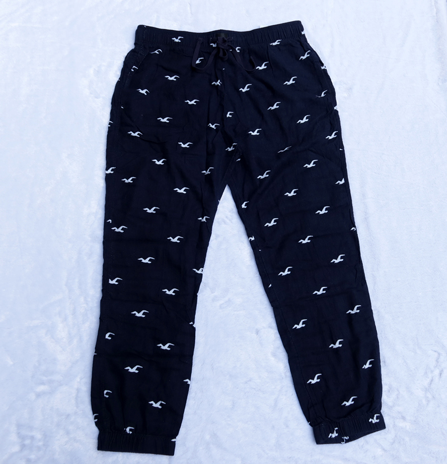 HOLLISTER / M กางเกงขายาวสวมใส่นอนเอวยางยืดลายสวยใหม่แท้ รวมส่ง Flash