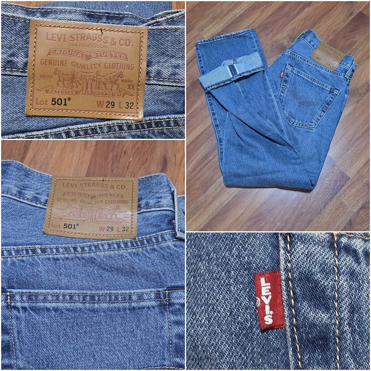 Levi's 501 Big E ริมแดง ฟรีเมี่ยมฟอกเดิมจากโรงงาน 