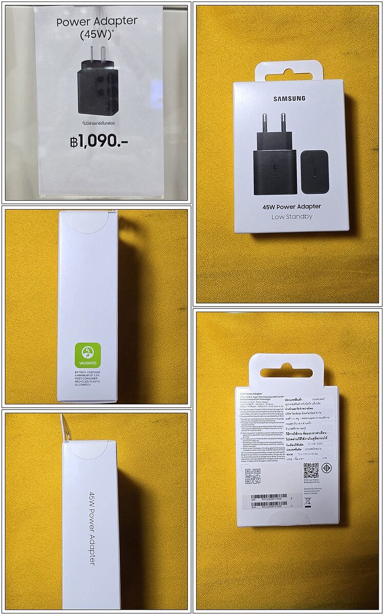 Adapter Samsung 45 Watt Original ของแท้ในกล่องเดิมยังไม่ได้เปิดกล่อง