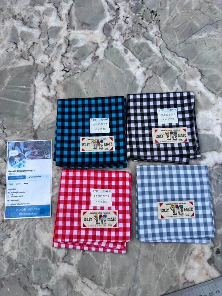 ผ้าเช็ดหน้าญี่ปุ่น BILLY MATE รวม 4 ผืน 4 สี  ขอนำเสนอผ้าเช็ดหน้าลายตาราง ใหม่