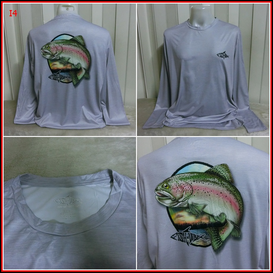 I4.เสื้อตกปลา Fish N Vibe ใส่ออกทริปกลางแจ้งตกปลา ชนิดเนื้อผ้าบางลื่นๆ ชนิดผ้าแห้งไว   Size XL อก 48