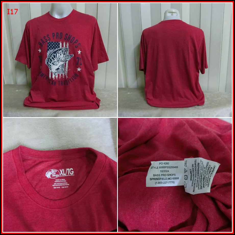 I17.เสื้อตกปลา BASS PRO SHOP เสื้อใส่ออกทริปกลางแจ้งตกปลา เนื้อผ้าบาง   Size XL อก 48 นิ้ว / 32 นิ้ว