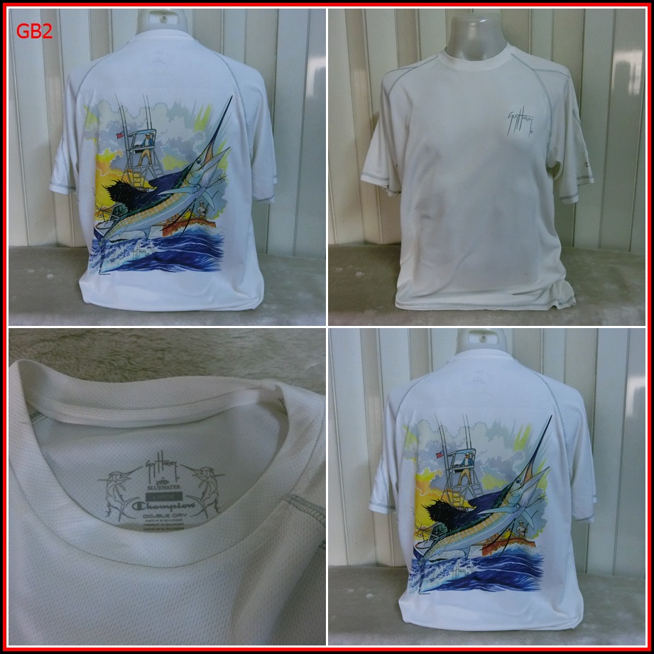 GB2.GUY HARVEY BLUEWATER ใส่ออกทริปกลางแจ้งตกปลา เนื้อผ้าบางลื่นๆ ชนิดผ้าแห้งไว  Size L อก 46 นิ้ว /
