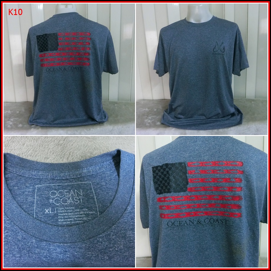 K10. เสื้อตกปลา OCEAN COAST   เนื้อแห้งไว ผ้าระบายความร้อน บางๆ  Size XL อก 48 นิ้ว / 30 นิ้ว  180- 