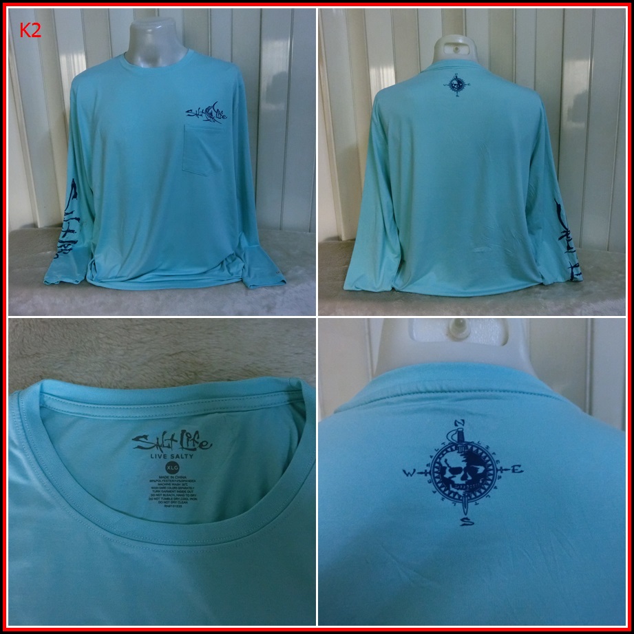 K2.เสื้อตกปลา SALTLIFE  ใส่ออกทริปกลางแจ้งตกปลา ชนิดเนื้อผ้าบาง ชนิดผ้าแห้งไว  Size XL  อก 49 นิ้ว /